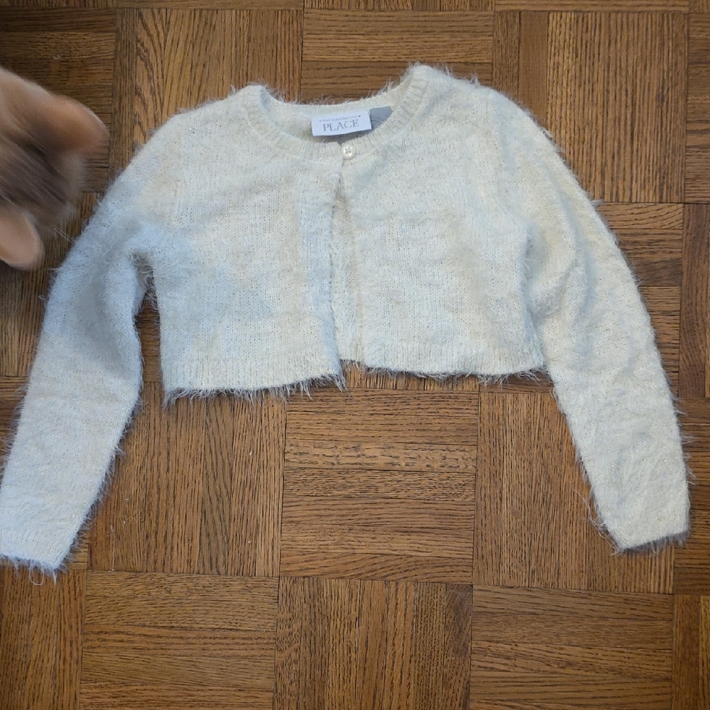 Toddler Girl White Eyelash Cardigan, 3T
